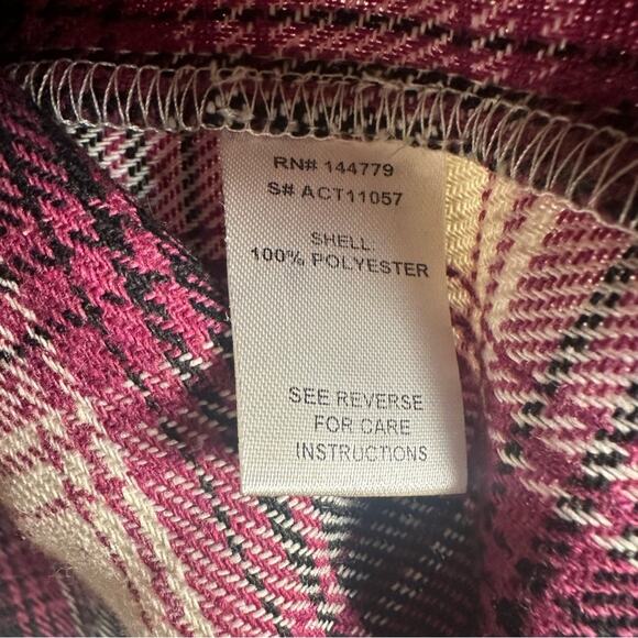 Vici Purple Black Plaid Cropped Fringe Flannel Shacket - Picture 6 of 6